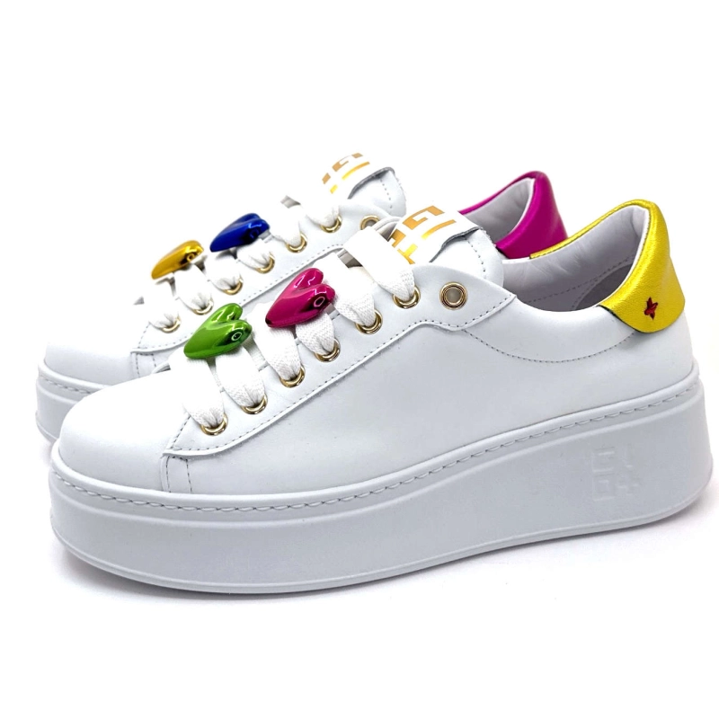 Gio+ Pia328a Cuir Blanc Metal Rose Jaune Bijoux Coeur PIA328A - COMBI - WHITE CUORI Printemps Eté 2025