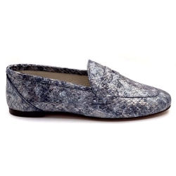 Légé Ivoire Moccasins 10648 Anilina Leather Silver Blue Scales