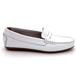 Ivoire Moccasins 10322 Anilina Stella White Grained Leather