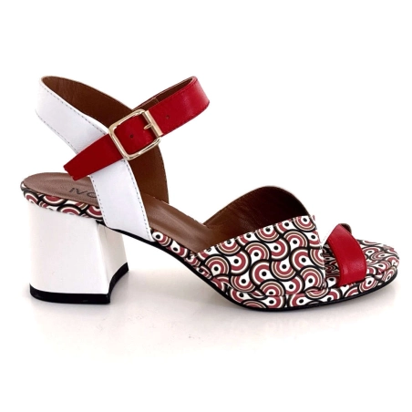 Ivoire K618 Valerie Cuir Motifs Blanc Rouge K618 VALERIE - NAPPA ROSSO - - L Printemps Eté 2025