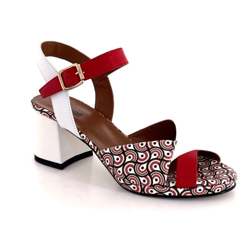 Ivoire K618 Valerie Cuir Motifs Blanc Rouge K618 VALERIE - NAPPA ROSSO - - L Printemps Eté 2025