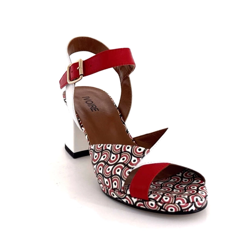Ivoire K618 Valerie Cuir Motifs Blanc Rouge K618 VALERIE - NAPPA ROSSO - - L Printemps Eté 2025