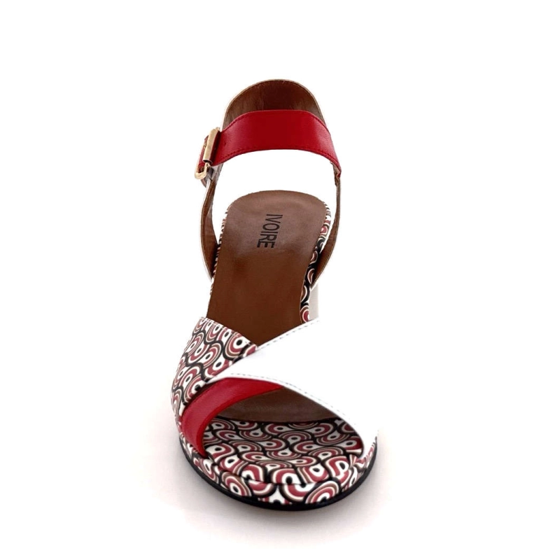 Ivoire K618 Valerie Cuir Motifs Blanc Rouge K618 VALERIE - NAPPA ROSSO - - L Printemps Eté 2025