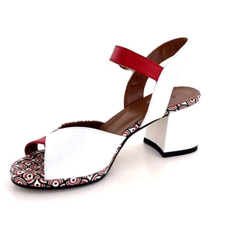 Ivoire K618 Valerie Cuir Motifs Blanc Rouge K618 VALERIE - NAPPA ROSSO - - L Printemps Eté 2025