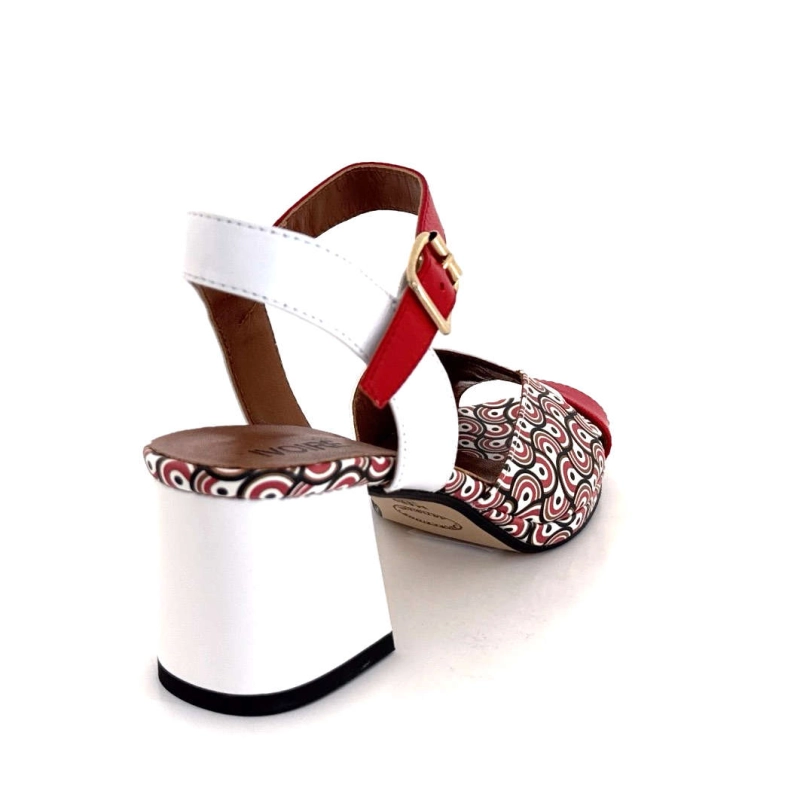 Ivoire K618 Valerie Cuir Motifs Blanc Rouge K618 VALERIE - NAPPA ROSSO - - L Printemps Eté 2025