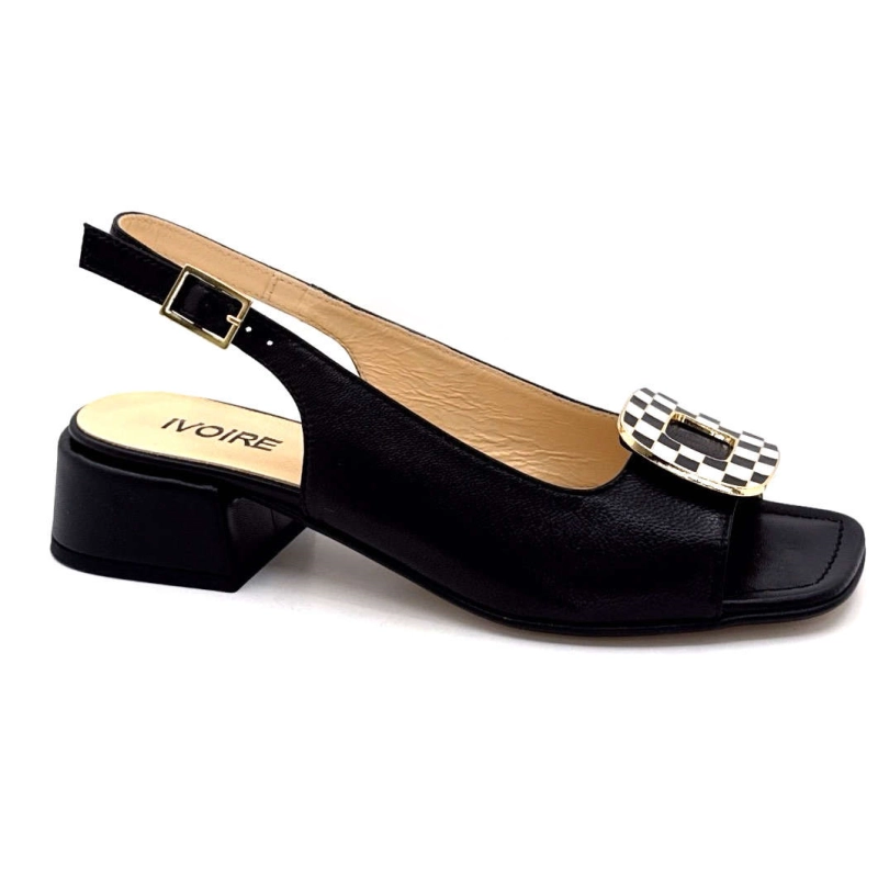 Ivoire K544 Lena Cucito Cuir Noir Bijou Damier K544 LENA CUCITO - BLACK LEATHER Printemps Eté 2025