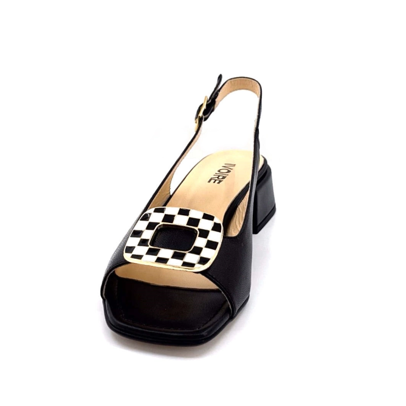 Ivoire K544 Lena Cucito Cuir Noir Bijou Damier K544 LENA CUCITO - BLACK LEATHER Printemps Eté 2025