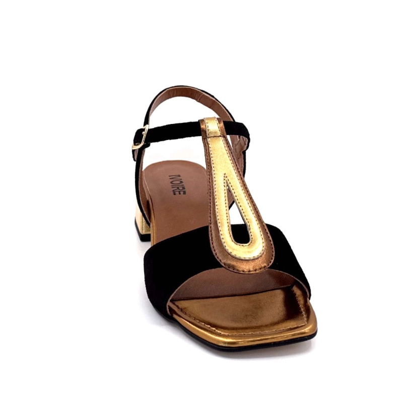 Ivoire K599 Lena Daim Noir Cuir Bronze K599 LENA CUCITO - BLACK SUEDE- Printemps Eté 2025