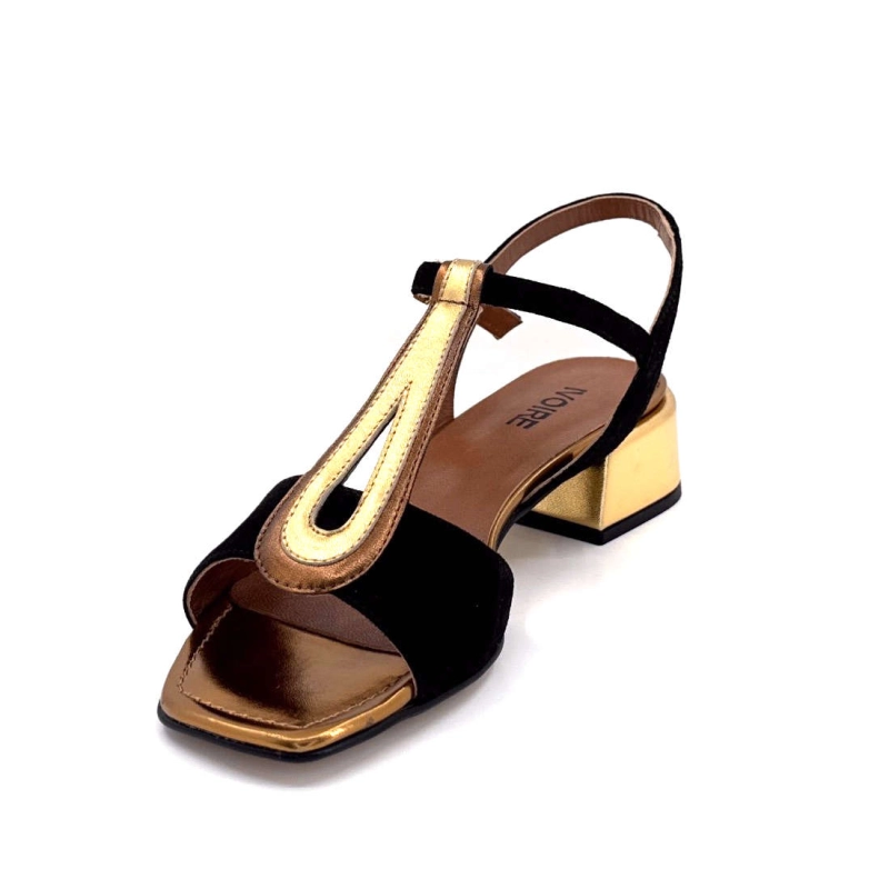 Ivoire K599 Lena Daim Noir Cuir Bronze K599 LENA CUCITO - BLACK SUEDE- Printemps Eté 2025