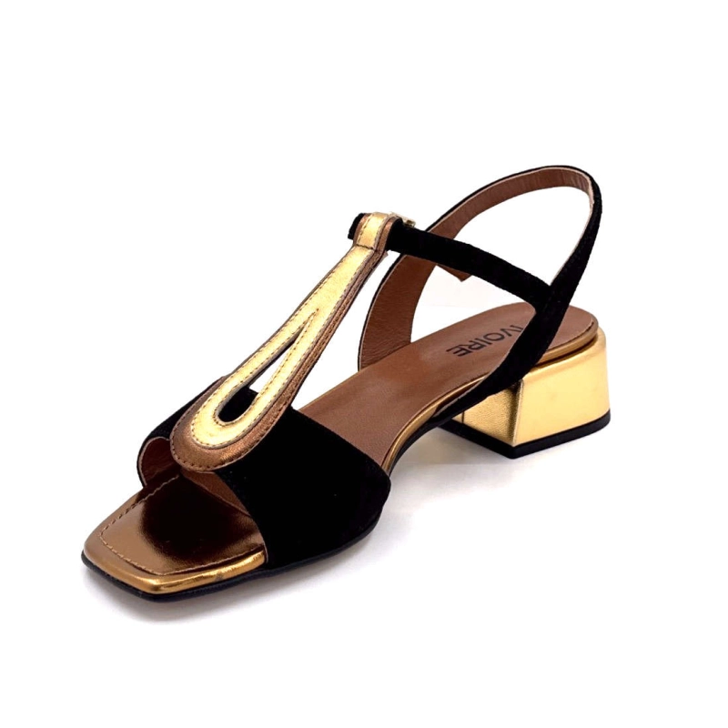 Ivoire K599 Lena Daim Noir Cuir Bronze K599 LENA CUCITO - BLACK SUEDE- Printemps Eté 2025