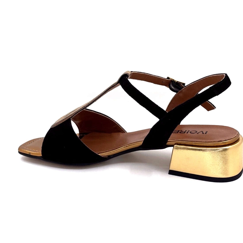 Ivoire K599 Lena Daim Noir Cuir Bronze K599 LENA CUCITO - BLACK SUEDE- Printemps Eté 2025