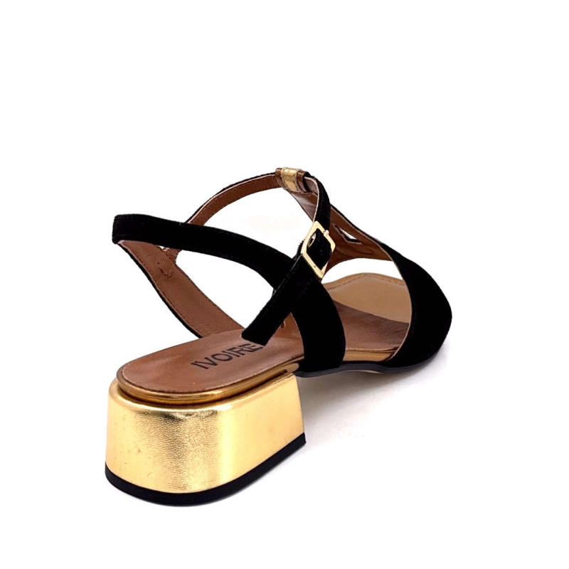 Ivoire K599 Lena Daim Noir Cuir Bronze K599 LENA CUCITO - BLACK SUEDE- Printemps Eté 2025