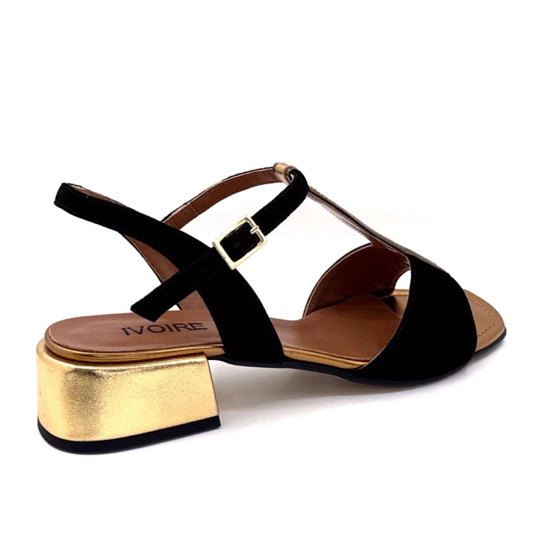 Ivoire K599 Lena Daim Noir Cuir Bronze K599 LENA CUCITO - BLACK SUEDE- Printemps Eté 2025