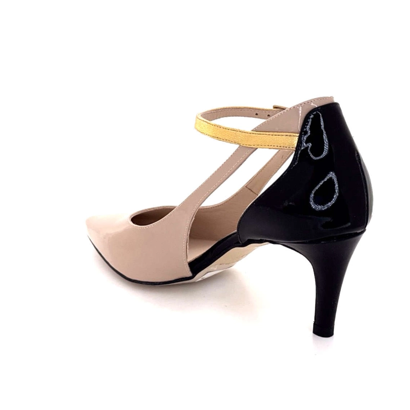 Ivoire 2923 Cuir Vernis Nude Noir & Or 2923 - VERNICE - TRUE NUDE - MET Printemps Eté 2025