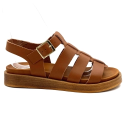Ivoire Platform Sandals 28069 Camel Leather