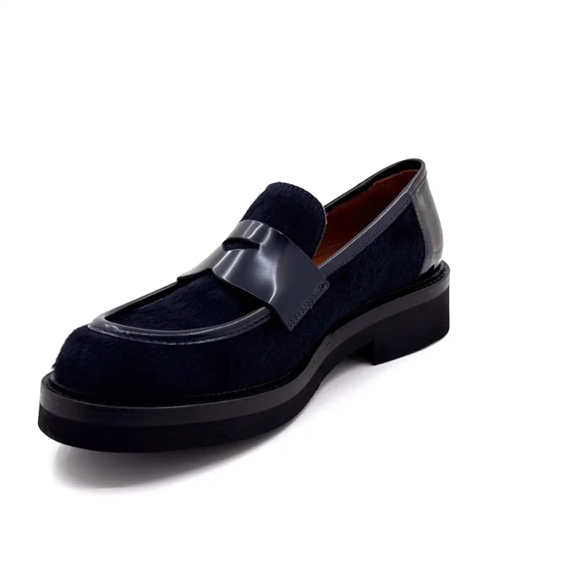 Ivoire 3276 Carrie 20 Geglazuurd Leer & Marineblauwe Paardenstaart Ivoire Chaussures