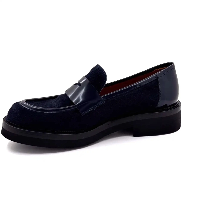 Ivoire 3276 Carrie 20 Cola de caballo de cuero glaseado y azul marino Ivoire Chaussures