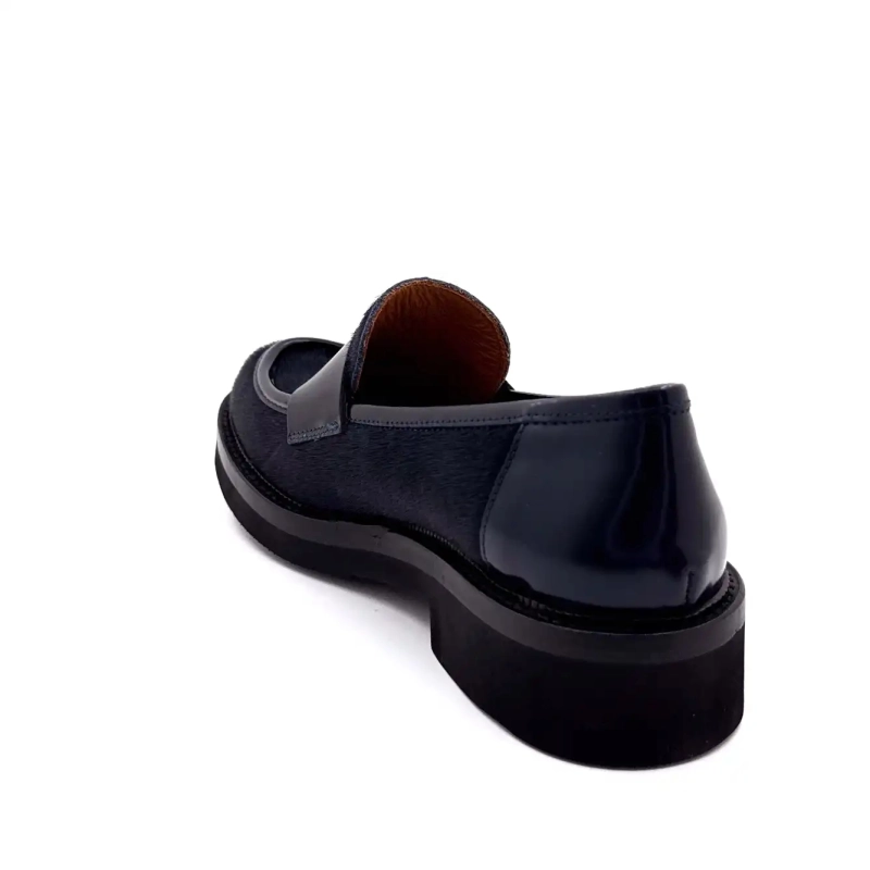 Ivoire 3276 Carrie 20 Cola de caballo de cuero glaseado y azul marino Ivoire Chaussures