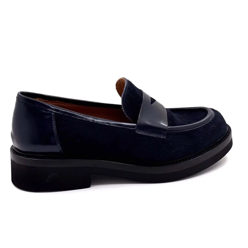 Ivoire 3276 Carrie 20 Cola de caballo de cuero glaseado y azul marino Ivoire Chaussures