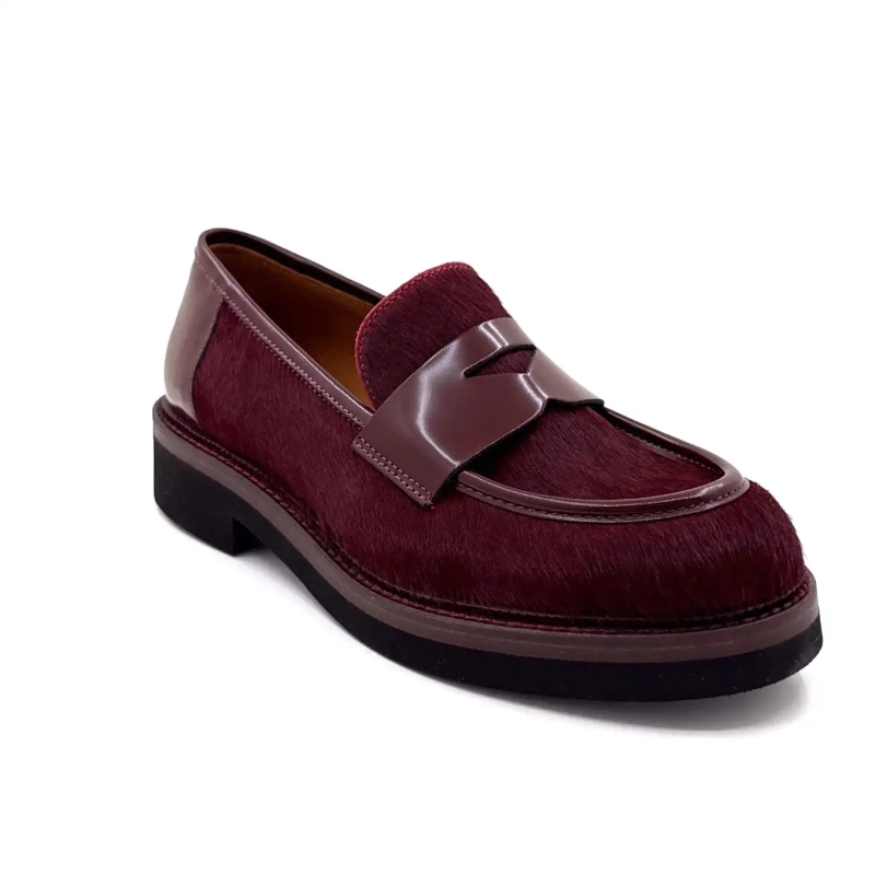 Ivoire 3276 Carrie 20 Glaserat Läder & Bordeaux Hästsvans Ivoire Chaussures