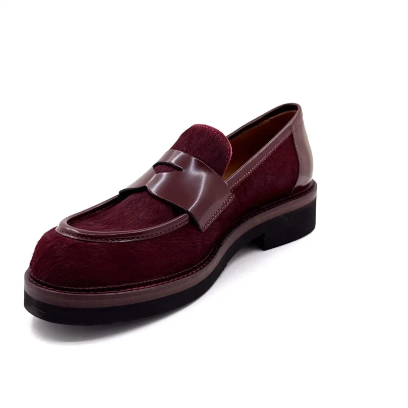 Ivoire 3276 Carrie 20 Couro Esmaltado e Rabo de Cavalo Bordeaux Ivoire Chaussures