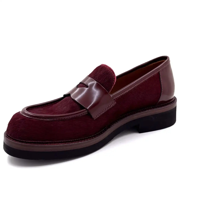 Ivoire 3276 Carrie 20 Glaserat Läder & Bordeaux Hästsvans Ivoire Chaussures