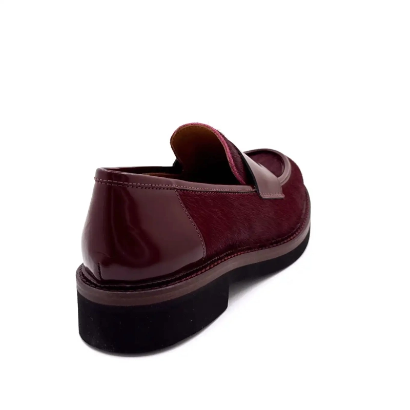 Ivoire 3276 Carrie 20 Glanzleder & Bordeaux Pferdeschwanz Ivoire Chaussures