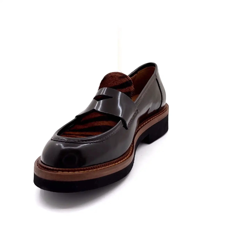 Ivoire 3276 Carrie 20 Csokoládé mázas bőr és zebra póni Ivoire Chaussures