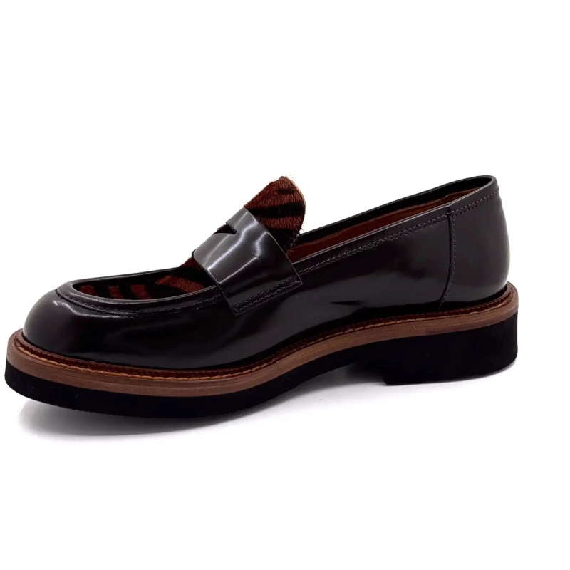 Ivoire 3276 Carrie 20 Chokoladeglaseret Læder & Zebra Pony Ivoire Chaussures