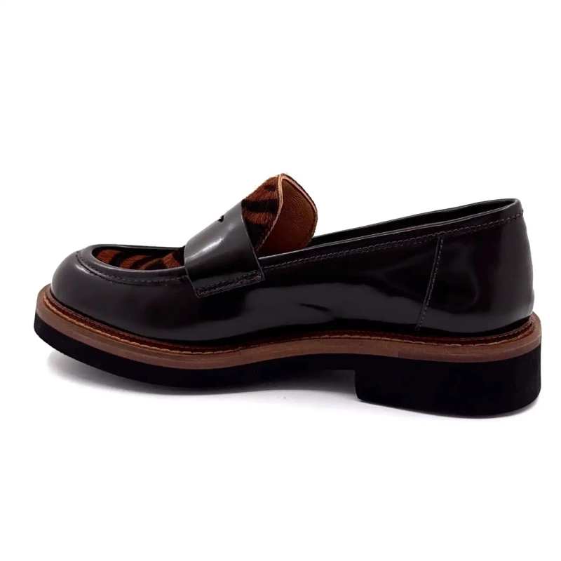 Ivoire 3276 Carrie 20 Chocolade Geglazuurd Leer & Zebra Pony Ivoire Chaussures