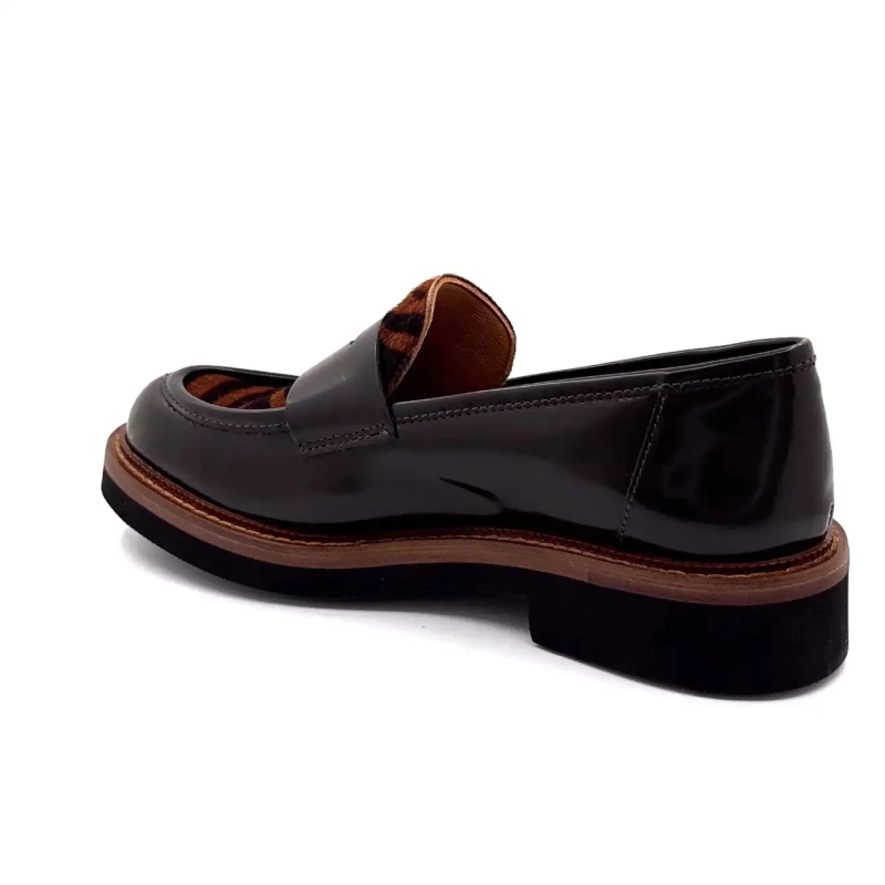 Ivoire 3276 Carrie 20 Schokoladenglasiertes Leder & Zebrapony Ivoire Chaussures