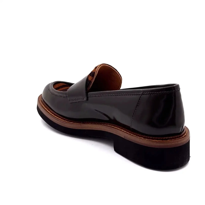 Ivoire 3276 Carrie 20 Czekoladowa glazurowana skóra i kucyk zebry Ivoire Chaussures