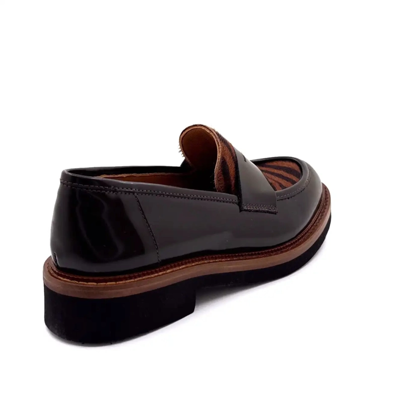 Ivoire 3276 Carrie 20 Csokoládé mázas bőr és zebra póni Ivoire Chaussures