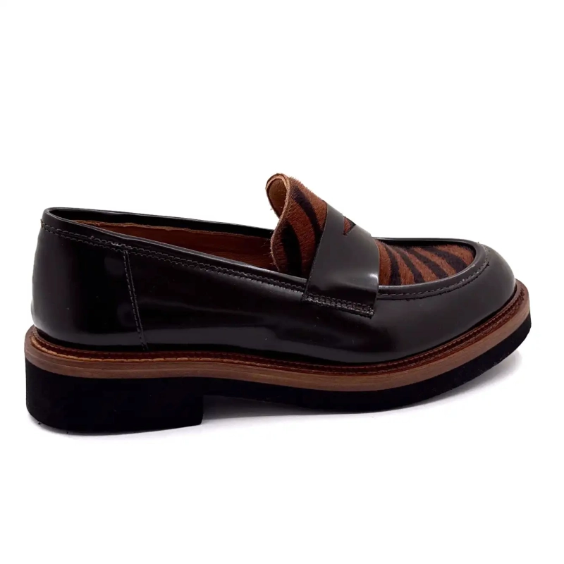 Ivoire 3276 Carrie 20 Chocolate Glazed Leather & Zebra Pony Ivoire Chaussures