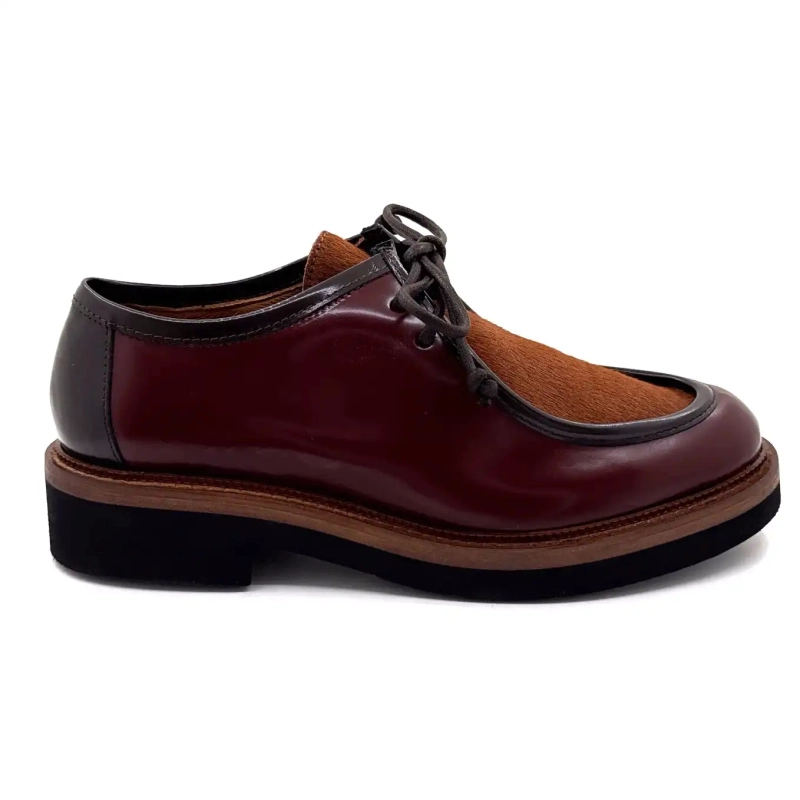 Ivoire 3225 Carrie Cuero Glaseado Burdeos Potro Café Ivoire Chaussures