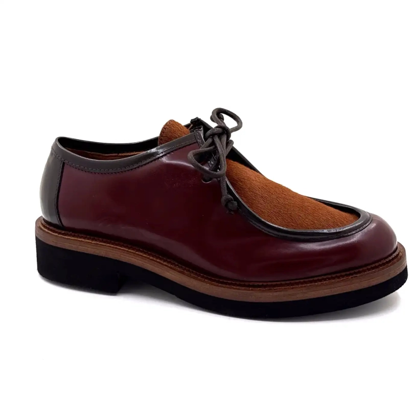 Ivoire 3225 Carrie Couro Esmaltado Bordeaux Potro Café Ivoire Chaussures