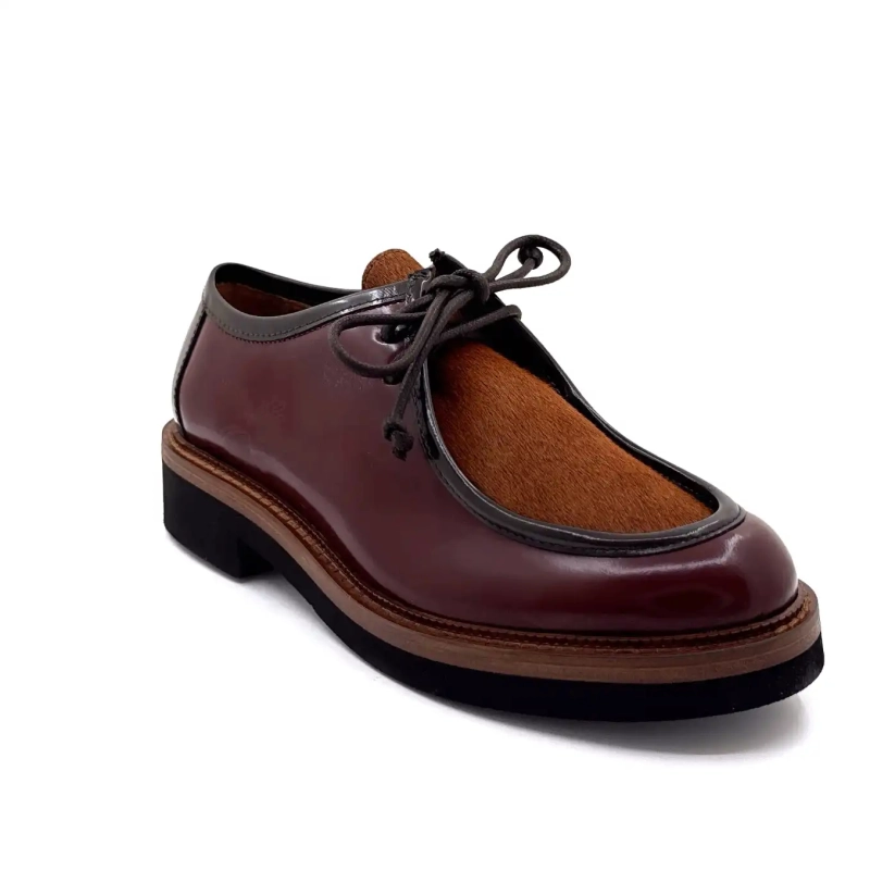 Ivoire 3225 Carrie Cuero Glaseado Burdeos Potro Café Ivoire Chaussures