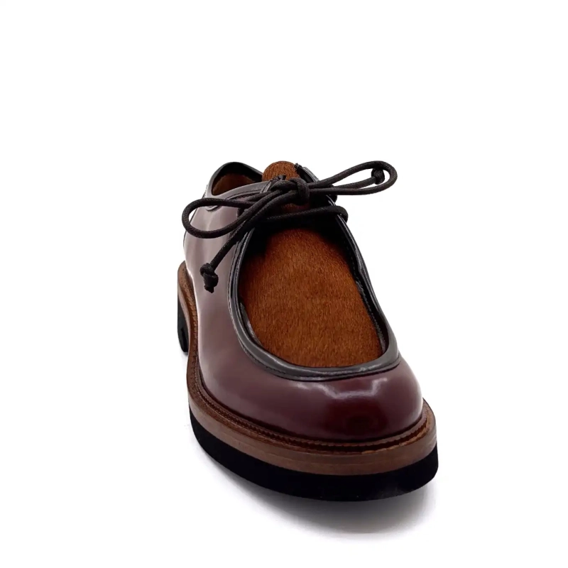 Ivoire 3225 Carrie Couro Esmaltado Bordeaux Potro Café Ivoire Chaussures