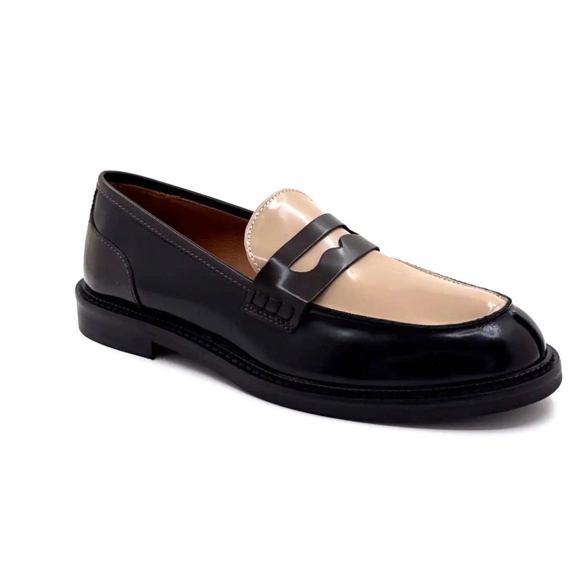 Ivoire 9000-szara lakierowana skóra czarna kawa Ivoire Chaussures