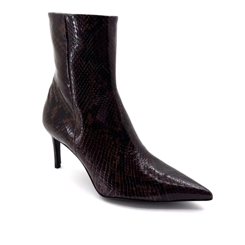 Couro envernizado Python marrom Guglielmo Rotta Atena Ivoire Chaussures