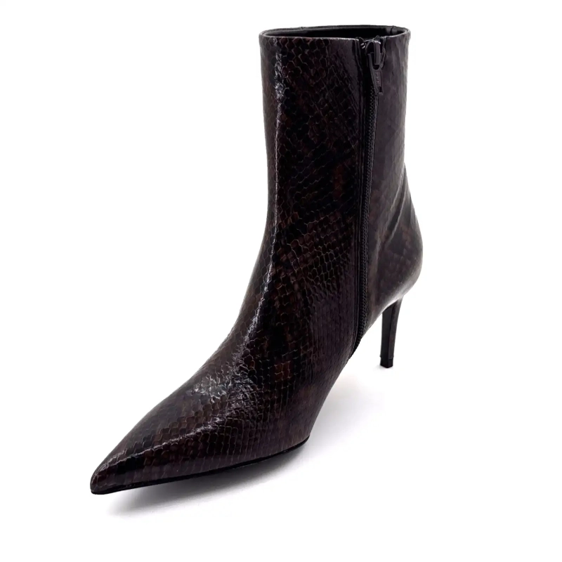 Guglielmo Rotta Atena Pelle Verniciata Pitone Marrone Ivoire Chaussures