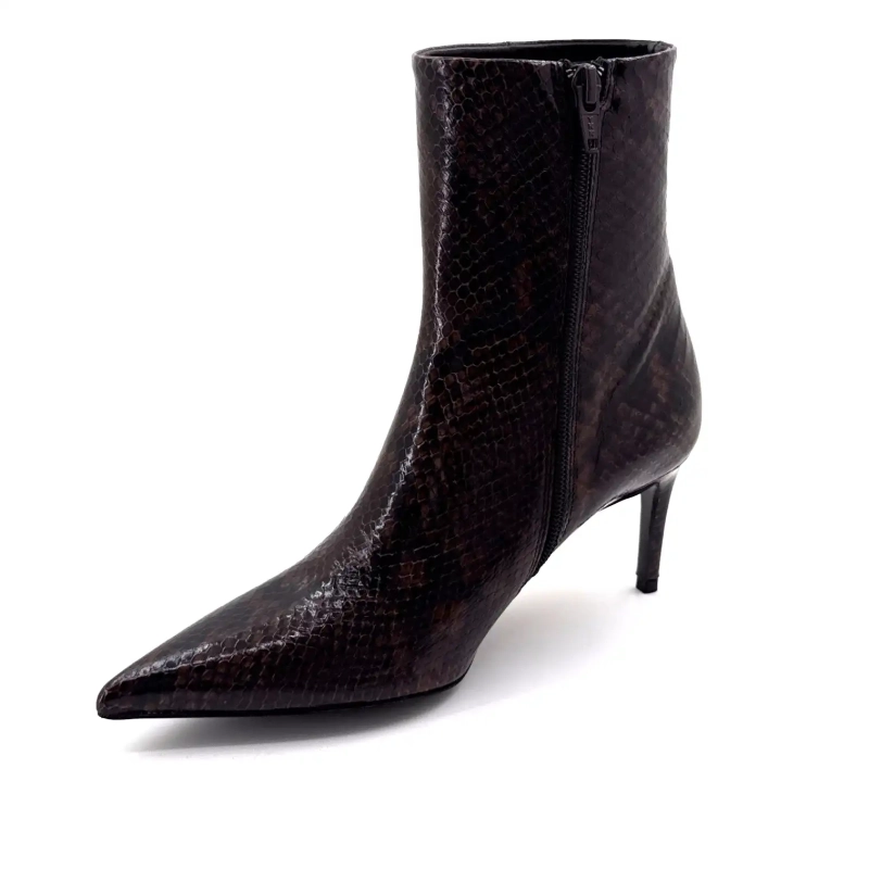 Guglielmo Rotta Atena Cuir Vernis Python Marron Ivoire Chaussures