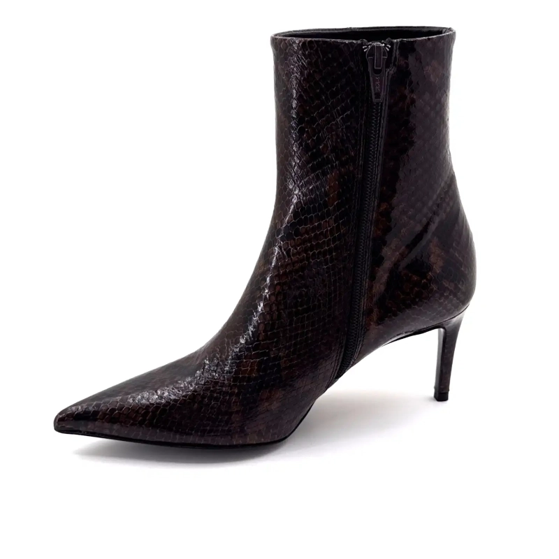 Guglielmo Rotta Atena Pelle Verniciata Pitone Marrone Ivoire Chaussures