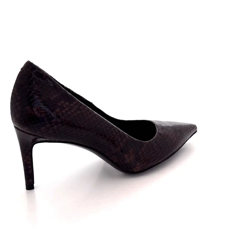 Guglielmo Rotta Aurora Brun Python lakkskinn Ivoire Chaussures