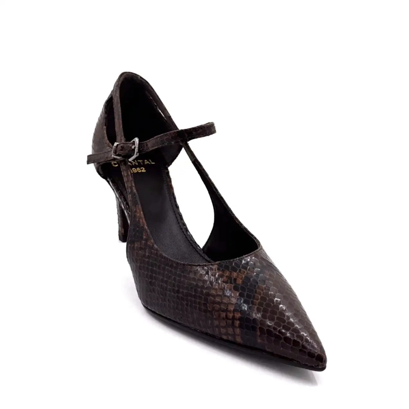 Chantal 2729 Brązowa skóra gadów Ivoire Chaussures