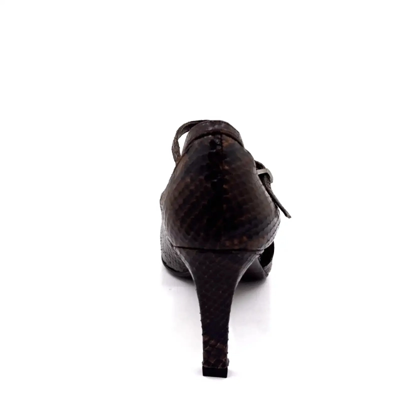 Chantal 2729 Cuir Reptile Marron Ivoire Chaussures