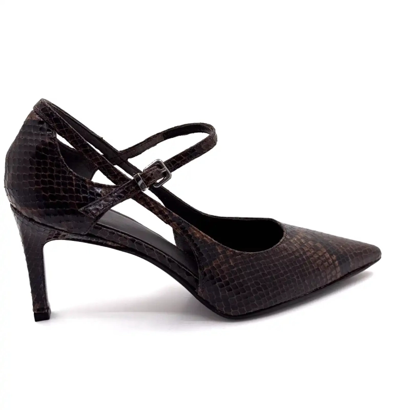 Chantal 2729 Cuir Reptile Marron Ivoire Chaussures