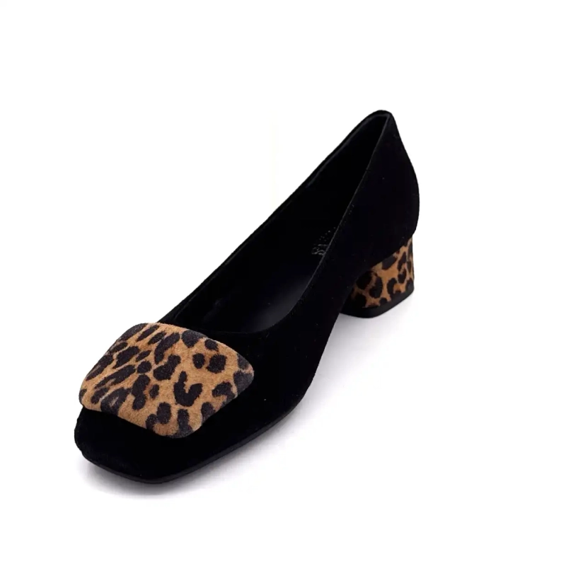 Reqins Kefir Cuir Velour Noir & Léo Ivoire Chaussures