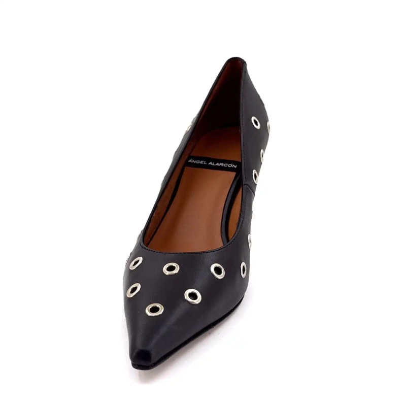 Angel Alarcon 25557 Schwarzes Leder Ivoire Chaussures