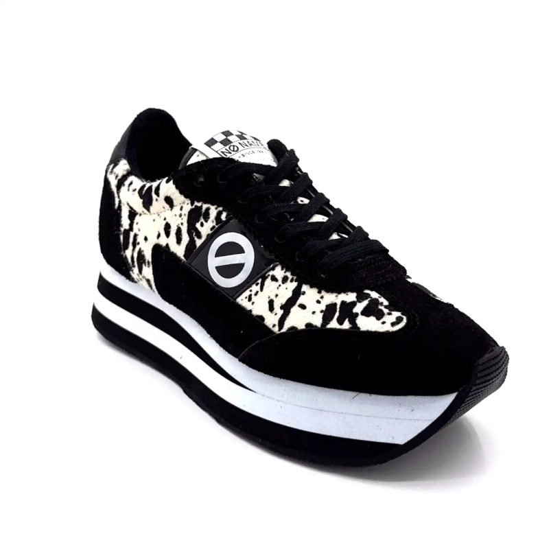 No Name Flex M Jogger Daim Noir Imprimé Vache Ivoire Chaussures